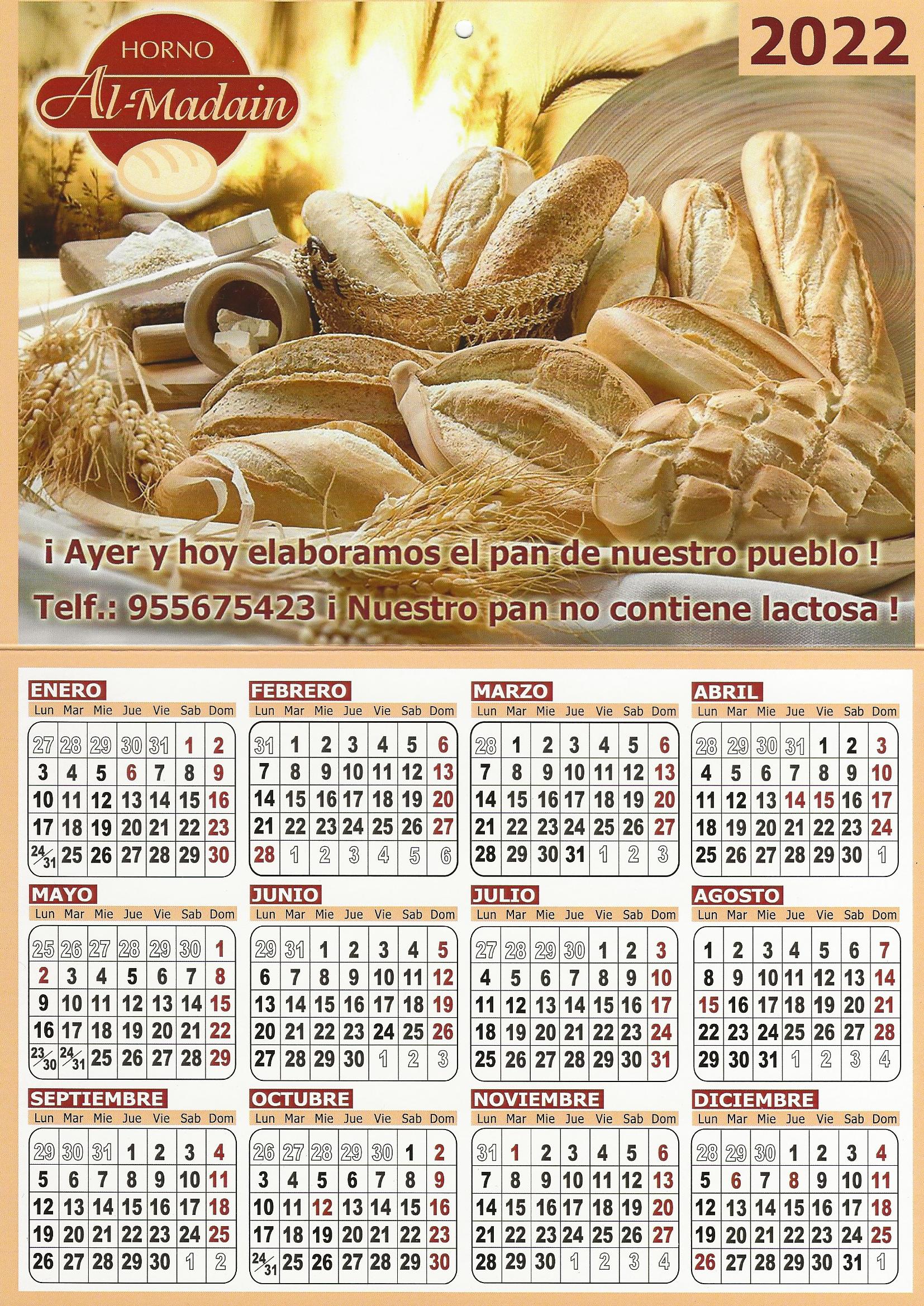 Calendario Horno Al-Madain 2022