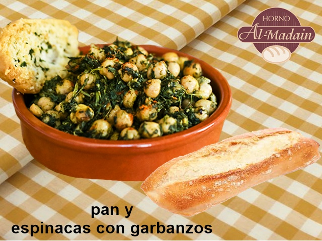 pan y espinacas con garbanzos
